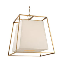 Load image into Gallery viewer, Kyle Chandelier in Aged Brass/White.