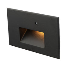 Load image into Gallery viewer, LED Step Light with Photocell in Black on Aluminum (Horizontal).