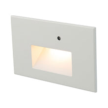 Load image into Gallery viewer, LED Step Light with Photocell in White on Aluminum (Horizontal).