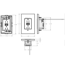 Load image into Gallery viewer, adorne® Dual USB Plus-Size Outlet Combo - line drawing.