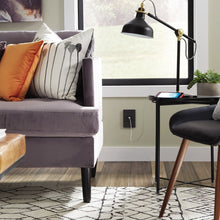 Load image into Gallery viewer, adorne® Full-Size, A/A USB Outlet in living room.