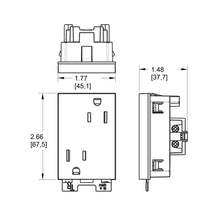 Load image into Gallery viewer, adorne® Tamper-Resistant PLUS Outlet - line drawing.