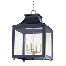 Load image into Gallery viewer, Leigh Pendant Light in Aged Brass / Navy (Large).