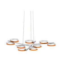 Load image into Gallery viewer, Light Guide Ring 9-Light LED Pendant Light in Satin White with Apricot Interior.