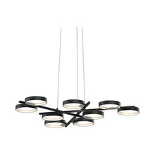 Load image into Gallery viewer, Light Guide Ring 9-Light LED Pendant Light in Satin Black with White Interior.