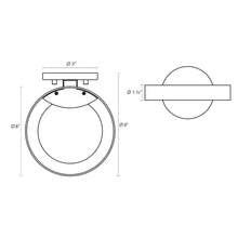 Load image into Gallery viewer, Light Guide Ring LED Wall Light - line drawing.