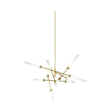 Load image into Gallery viewer, Linger LED Abstract Chandelier in Natural Brass.