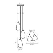 Load image into Gallery viewer, Liquid LED Multi Light Pendant Light - line drawing.
