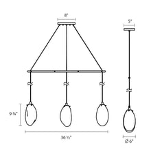 Load image into Gallery viewer, Liquid Linear Spreader LED Pendant Light - line drawing.