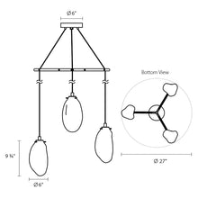 Load image into Gallery viewer, Liquid Tri-Spreader LED Pendant Light - line drawing.
