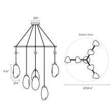 Load image into Gallery viewer, Liquid Tri-Spreader LED Pendant Light - line drawing.