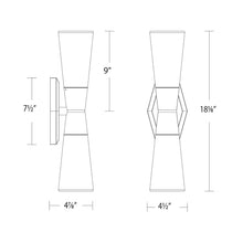 Load image into Gallery viewer, Locke LED Bath Wall Light - line drawing.