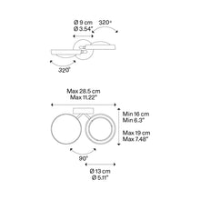 Load image into Gallery viewer, Nautilus LED Wall Light - line drawing.