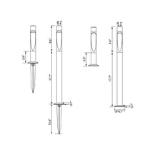 Load image into Gallery viewer, Flindt Garden Outdoor LED Bollard - line drawing.