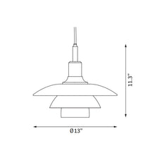 Load image into Gallery viewer, PH 3½-3 Glass Pendant Light - line drawing.