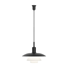 Load image into Gallery viewer, PH 5/5 Pendant Light in Black Metal/Opal Glass.
