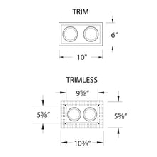 Load image into Gallery viewer, Low Voltage Multiple Light Recessed Trim - line drawing.