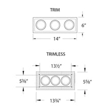 Load image into Gallery viewer, Low Voltage Multiple Light Recessed Trim - line drawing.