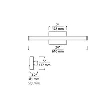 Load image into Gallery viewer, Lufe Square LED Bath Vanity Light - line drawing.
