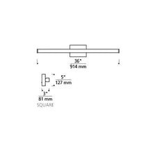 Load image into Gallery viewer, Lufe Square LED Bath Vanity Light - line drawing.