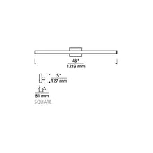 Load image into Gallery viewer, Lufe Square LED Bath Vanity Light - line drawing.