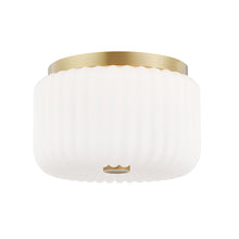 Load image into Gallery viewer, Lydia Flush Mount Ceiling Light in Aged Brass.