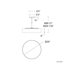Load image into Gallery viewer, Manhattan LED Pendant Light - line drawing.