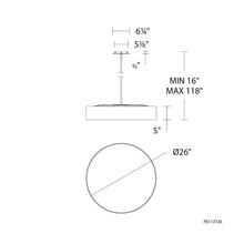 Load image into Gallery viewer, Manhattan LED Pendant Light - line drawing.