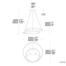 Load image into Gallery viewer, Marques LED Pendant Light - line drawing.