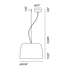 Load image into Gallery viewer, Djembe 42 LED Pendant Light - line drawing.