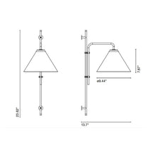 Load image into Gallery viewer, Funiculi A Fabric Wall Light - line drawing.