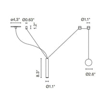 Load image into Gallery viewer, Milana Counterweight LED Pendant Light - line drawing.