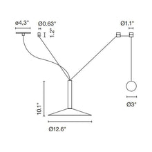 Load image into Gallery viewer, Milana Counterweight LED Pendant Light - line drawing.