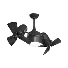 Load image into Gallery viewer, Dagny Indoor / Outdoor LED Dual Ceiling Fan in Matte Black/Matte Black (Wood) with Light Kit.