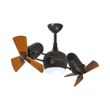 Load image into Gallery viewer, Dagny Indoor / Outdoor LED Dual Ceiling Fan in Textured Bronze/Mahogany (Wood) with Light Kit.