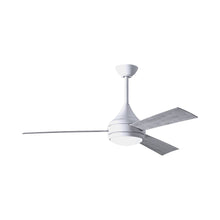 Load image into Gallery viewer, Donaire Outdoor LED Ceiling Fan in Gloss White/Barnwood.