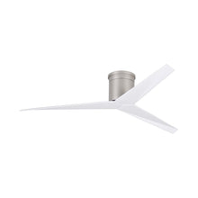 Load image into Gallery viewer, Eliza Outdoor Flush Mount Ceiling Fan in Brushed Nickel/Gloss White.