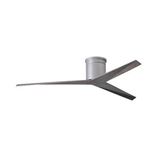 Load image into Gallery viewer, Eliza Outdoor Flush Mount Ceiling Fan in Brushed Nickel/Old Oak.