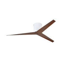 Load image into Gallery viewer, Eliza Outdoor Flush Mount Ceiling Fan in Gloss White/Walnut.