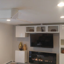 Load image into Gallery viewer, Eliza Outdoor Flush Mount Ceiling Fan in living room.