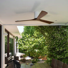 Load image into Gallery viewer, Irene IR3H Indoor / Outdoor Flush Mount Ceiling Fan in Outside Area.