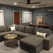 Load image into Gallery viewer, Irene IR3H Indoor / Outdoor Flush Mount Ceiling Fan in living room.