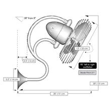 Load image into Gallery viewer, Melody Wall Fan - line drawing.