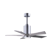 Load image into Gallery viewer, Patricia 5 Indoor / Outdoor LED Ceiling Fan in Polished Chrome/Barnwood (42-Inch).