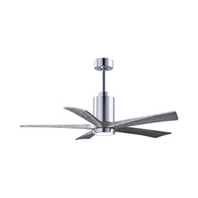 Load image into Gallery viewer, Patricia 5 Indoor / Outdoor LED Ceiling Fan in Polished Chrome/Barnwood (52-Inch).