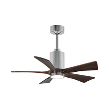 Load image into Gallery viewer, Patricia 5 Indoor / Outdoor LED Ceiling Fan in Polished Chrome/Walnut (42-Inch).
