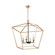 Load image into Gallery viewer, Abode Chandelier in Gold Leaf/Textured Black (Large).