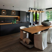 Load image into Gallery viewer, Black Forest Linear Suspension Light in dining room.