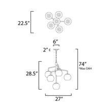 Load image into Gallery viewer, Branch Multi Light Pendant Light - line drawing.