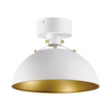 Load image into Gallery viewer, Dawn Semi Flush Mount Ceiling Light in White/Satin Brass.